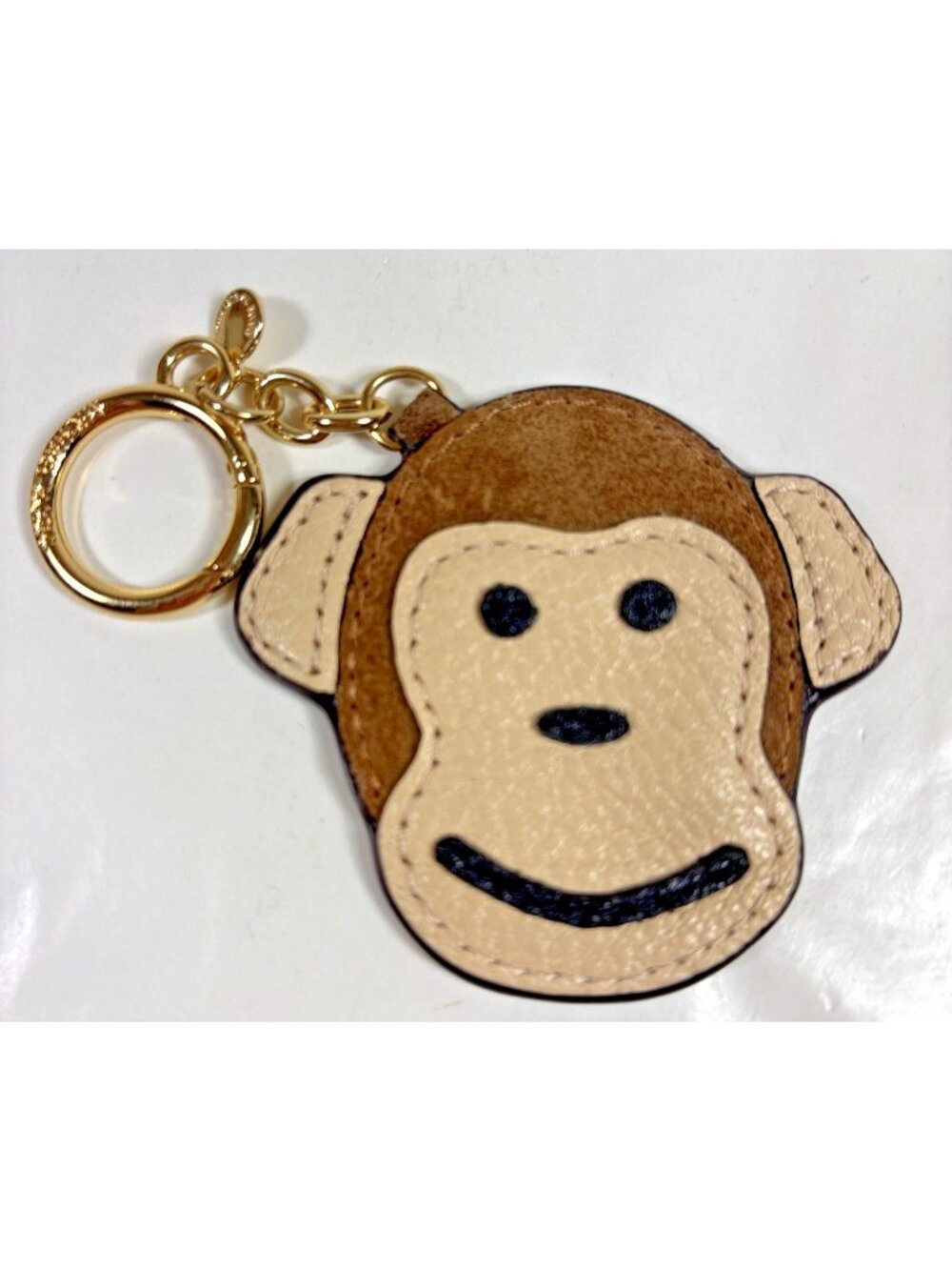Michael Kors Monkey Business Leather Fashion Keychain Brown Gold Tone Chain